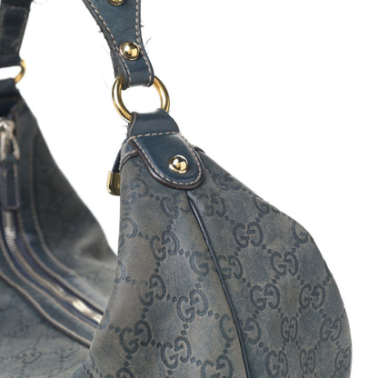 Gucci Guccissima Large Biba Studded Hobo Blue 10 of 18