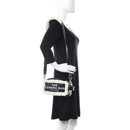 Marc Jacobs Shiny Calfskin Faux Shearling The Camera Bag Black 2 of 11