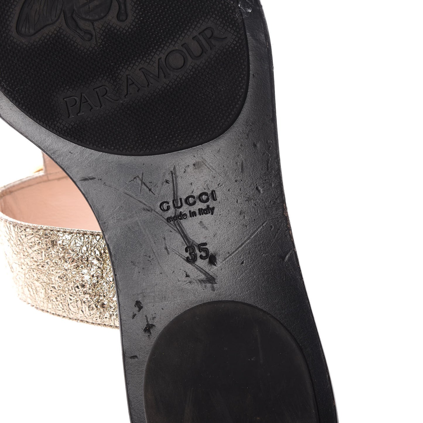 Nappa Silk Galassia GG Marmont Thong Flat Sandals 35 Platino