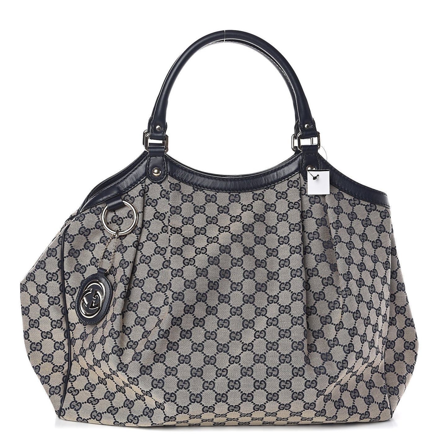 Monogram Calfskin Large Sukey Tote Beige Blue