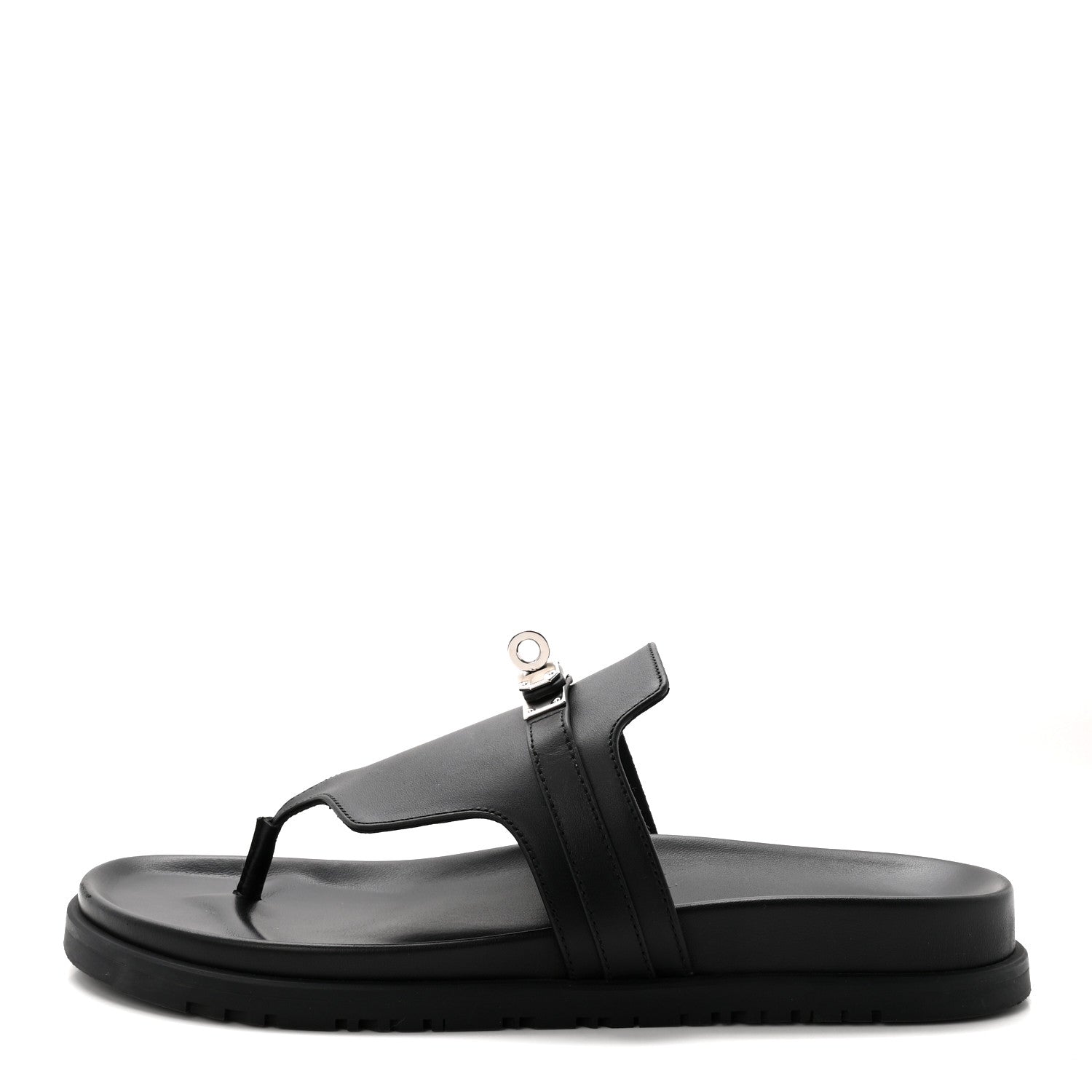 Hermes Calfskin Womens Empire Sandals 40 Black 1 of 9