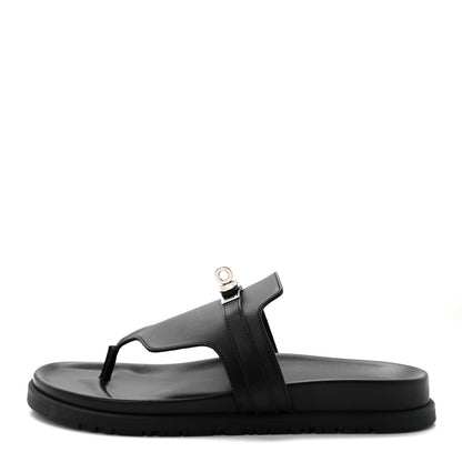 Hermes Calfskin Womens Empire Sandals 40 Black 1 of 9