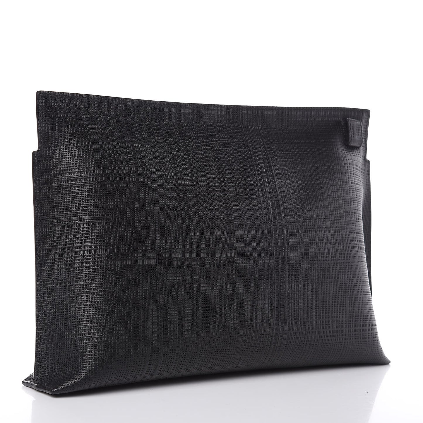 Calfskin Linen Embossed Large T Pouch Black