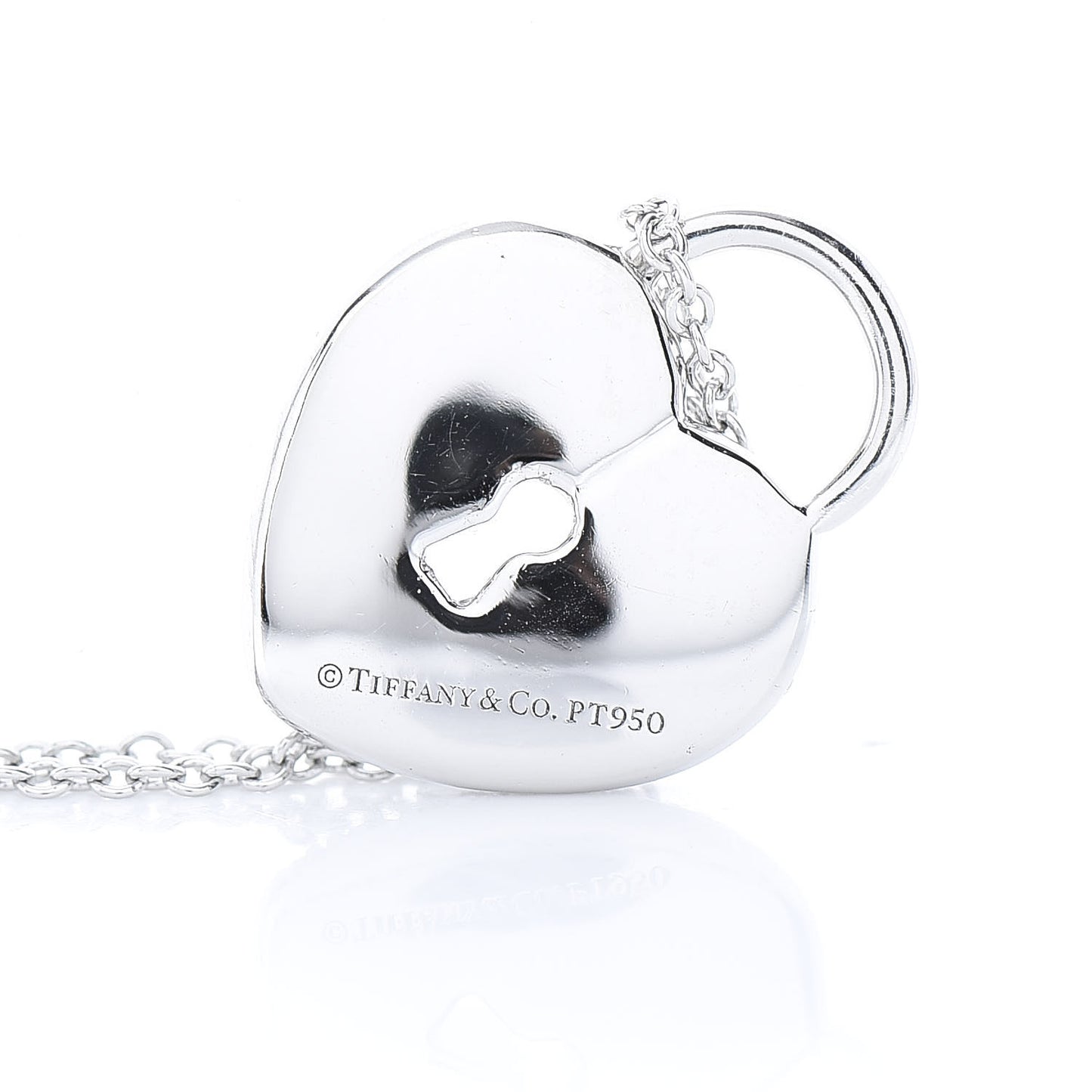 Platinum Diamond Small Heart Lock Pendant Necklace