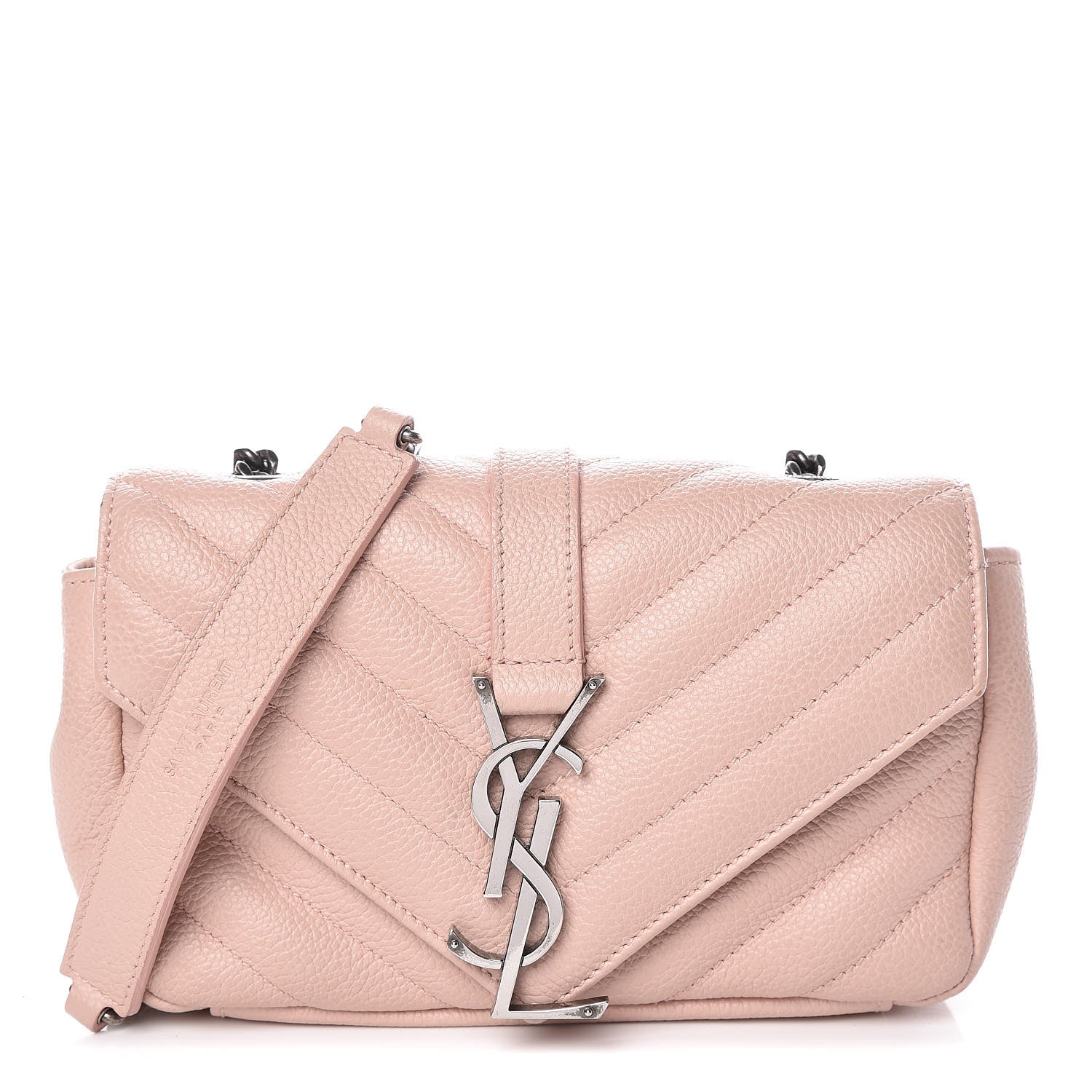Saint Laurent Sheepskin Matelasse Monogram Classic Baby Chain Pale Pink Bag 1 of 13