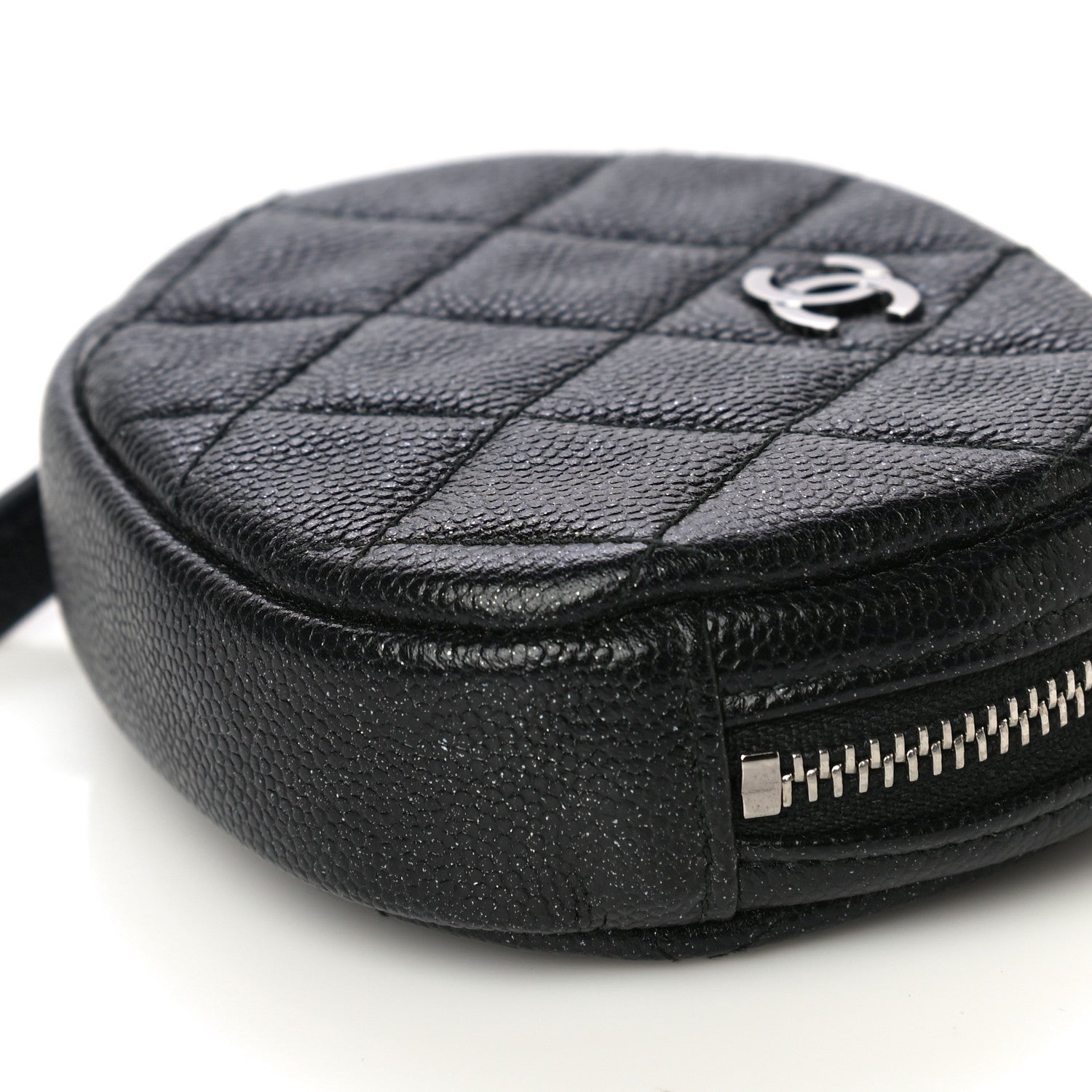 Chanel Iridescent Caviar Quilted Zip Around Classic Coin Purse Black 10 of 11