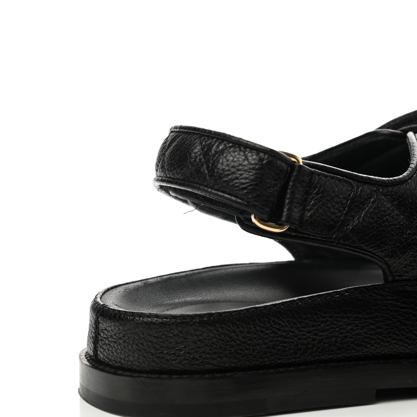 Grained Calfskin Velcro Dad Sandals 39 Black