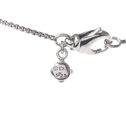David Yurman Sterling Silver Diamond Blue Topaz 10mm Petite Cable Wrap Pendant Necklace 6 of 8