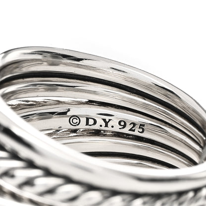 David Yurman Sterling Silver Diamond Thoroughbred Cushion Link Ring 58 8.25 4 of 4