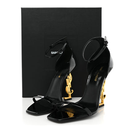 Saint Laurent Patent Calfskin Opyum 110 Sandals 38 Black Gold 11 of 11