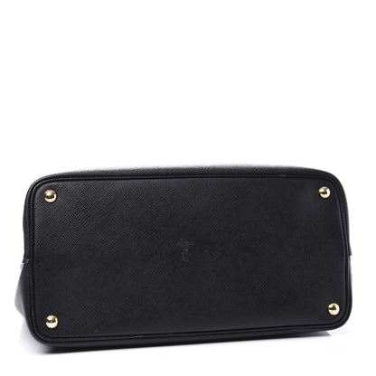 Prada Saffiano Cuir Large Double Bag Black Fuoco 3 of 10
