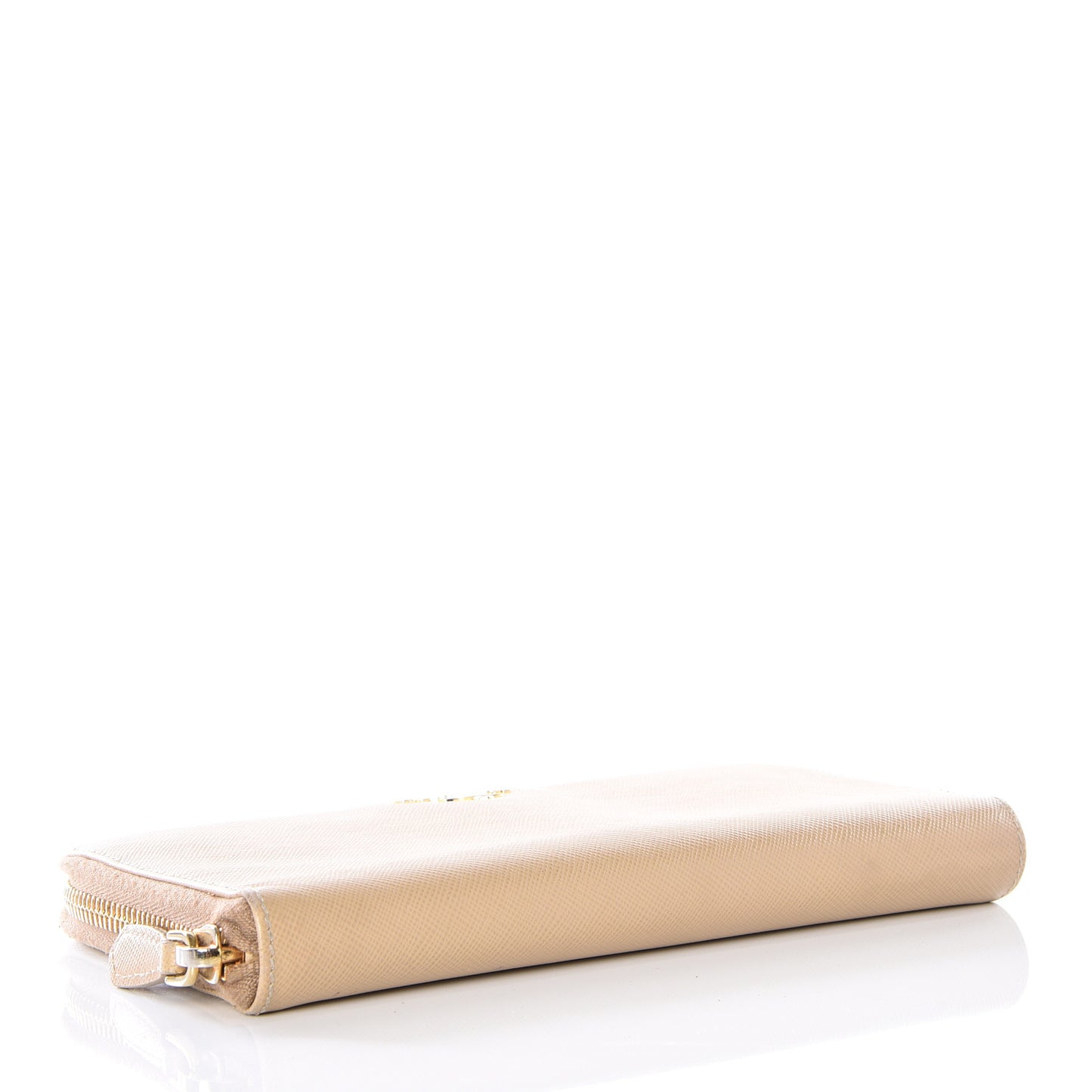Saffiano Metal Zip Around Wallet Sabbia