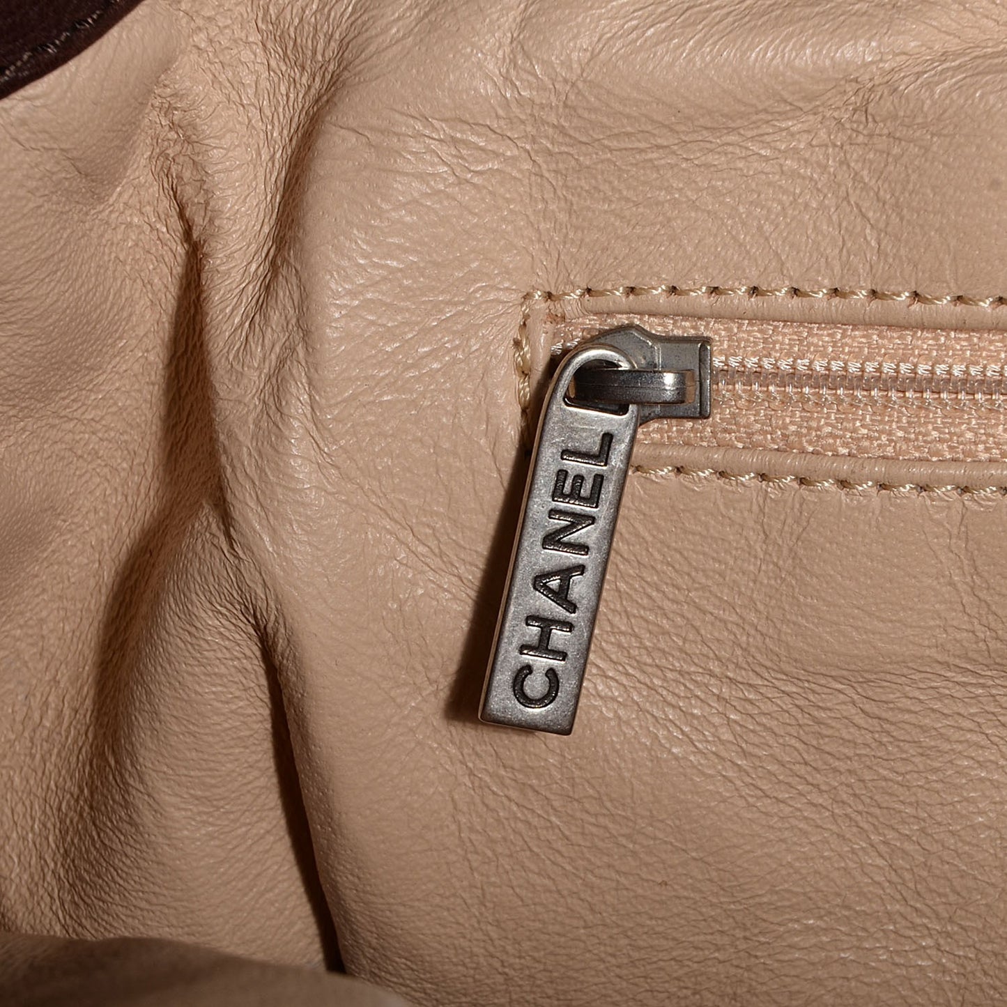 Calfskin Large East West Modern Chain Tote Brown