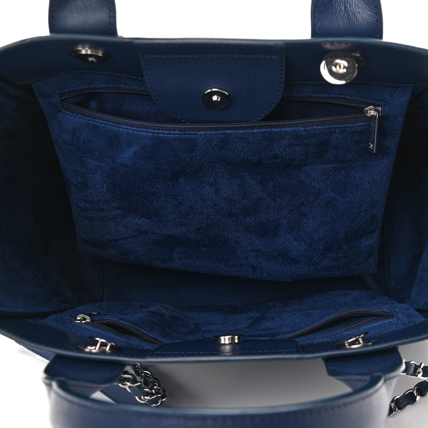Chanel Caviar Small Studded Deauville Tote Navy 4 of 8