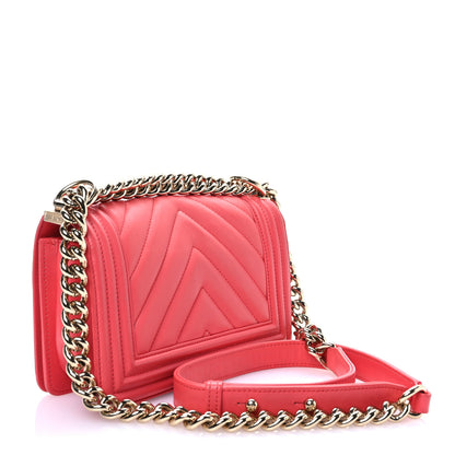 Chanel Calfskin Chevron Quilted Small Boy Flap Pink 3 of 17