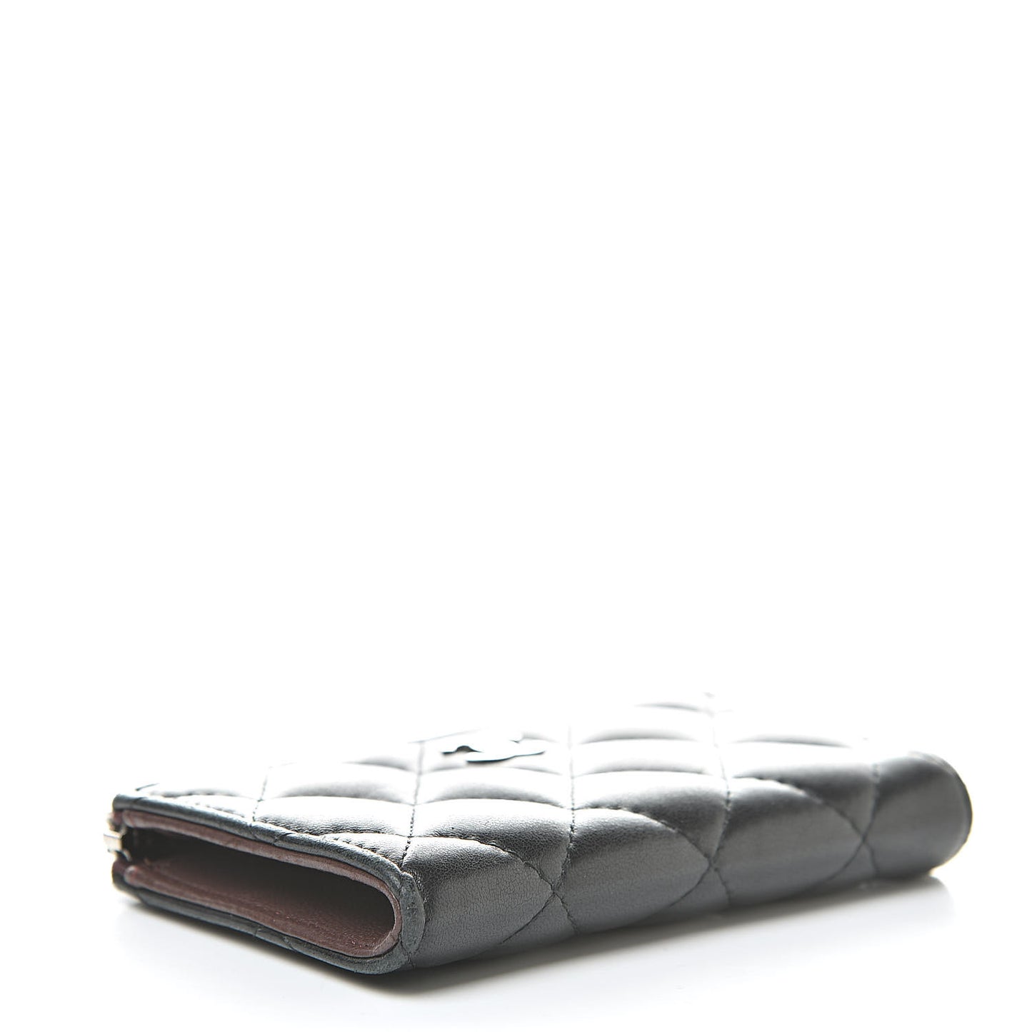Lambskin Quilted Key Holder Case Black