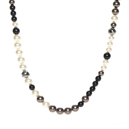 Chanel Ruthenium Pearl Beaded Crystal CC Long Necklace Silver Multicolor 1 of 7
