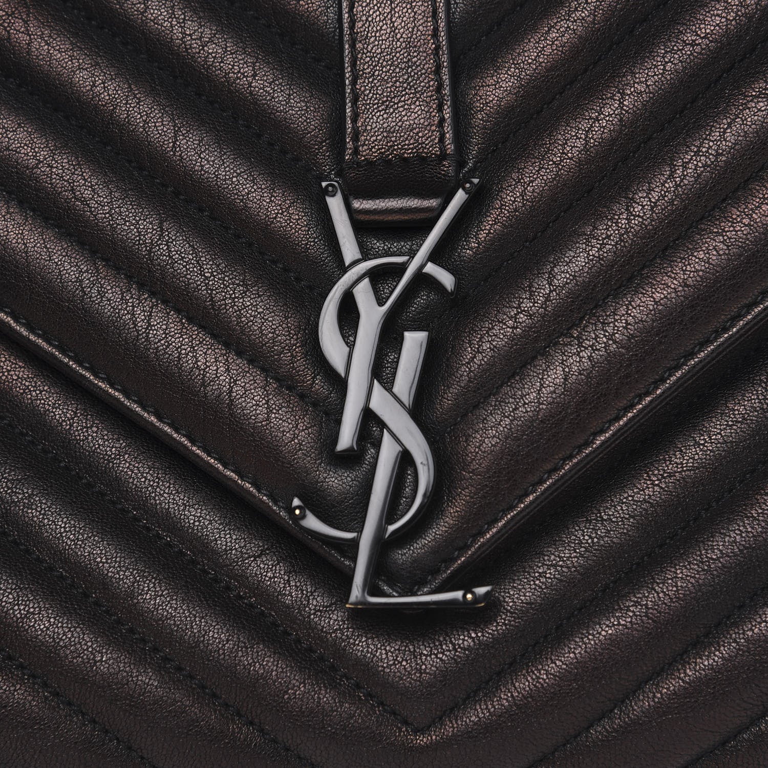 Saint Laurent Sheepskin Matelasse Chevron Monogram Monochrome Large College Satchel Black 11 of 15
