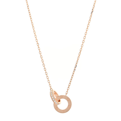 Cartier 18K Pink Gold Diamond Interlocking LOVE Paved Necklace 1 of 5