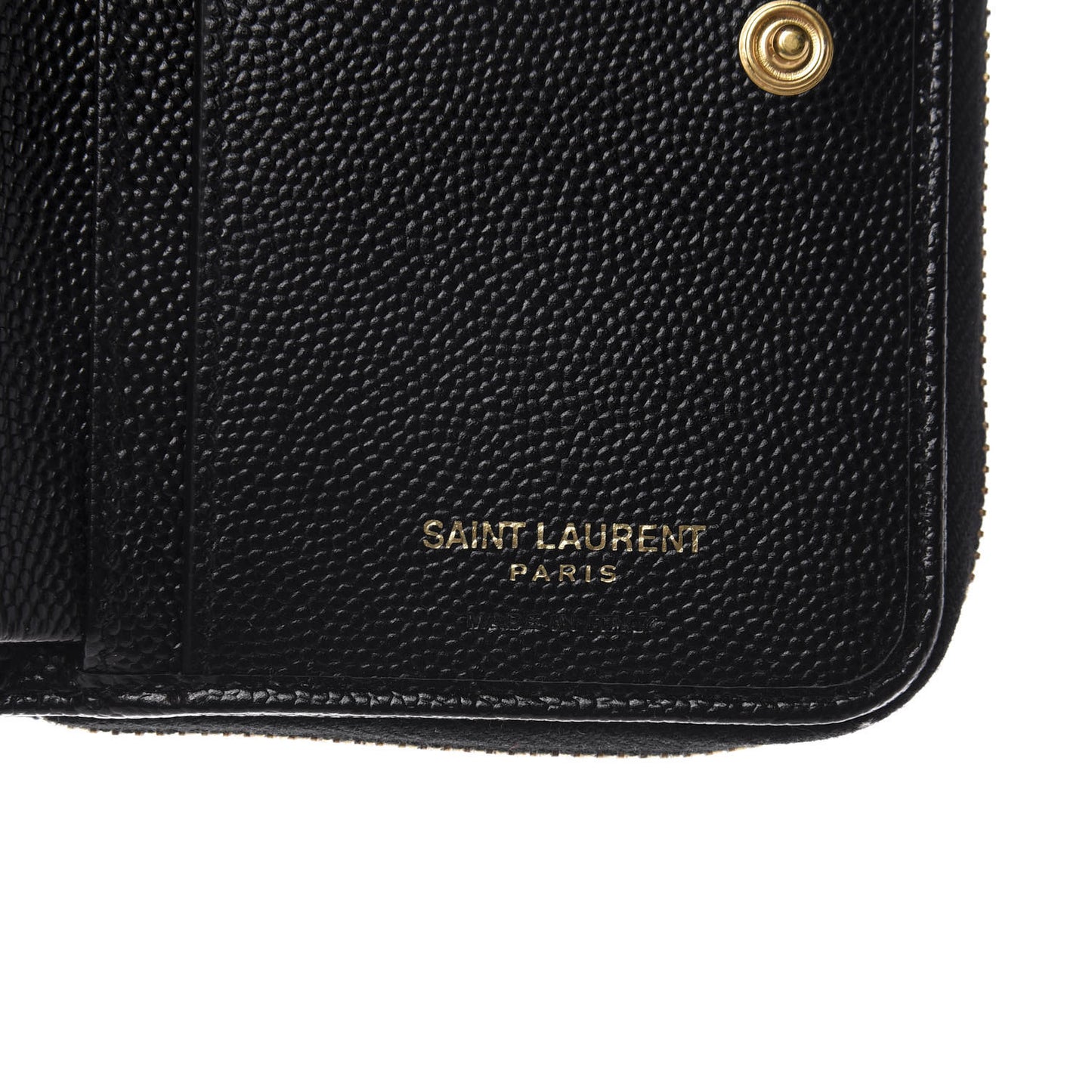 Grain De Poudre Matelasse Chevron Monogram Compact Zip Around Wallet Black