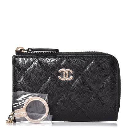 Chanel Iridescent Caviar Quilted Key Holder Case Black 1 of 8