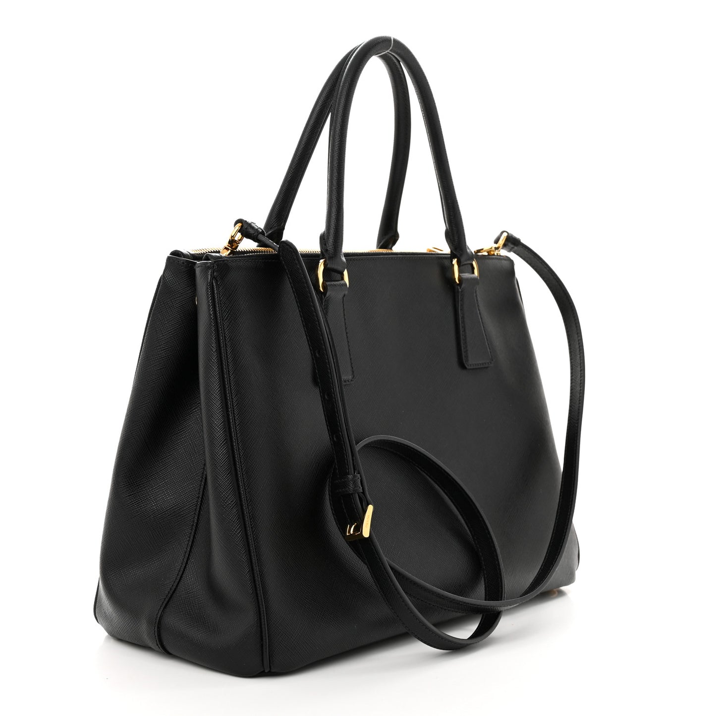 Saffiano Medium Galleria Double Zip Tote Black