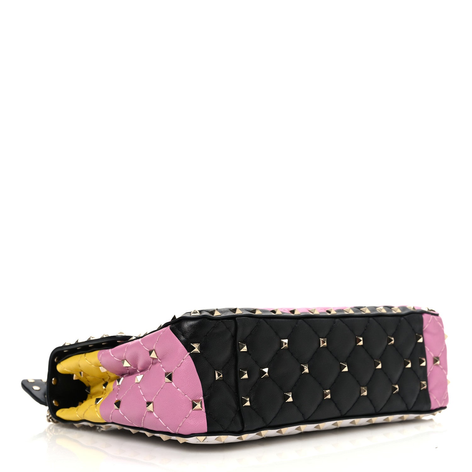 Valentino Garavani Lambskin Medium Moon And Stars Rockstud Spike Shoulder Bag White Yellow Pink 4 of 9