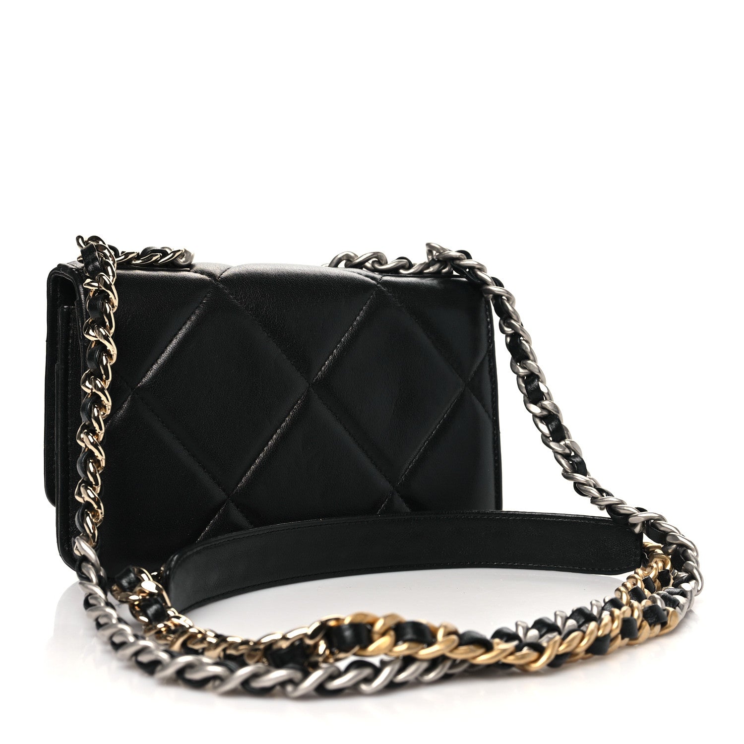 Chanel Lambskin Quilted Chanel 19 Wallet On Chain WOC Black 3 of 13