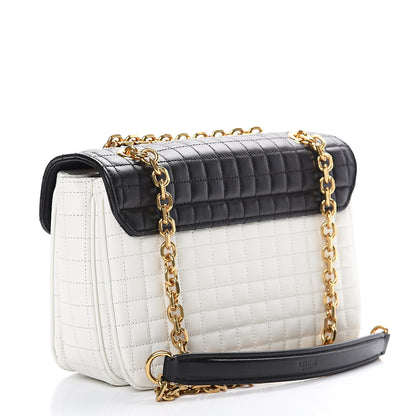 Celine Calfskin Quilted Medium C Bag Black White 2 of 10