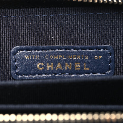 Chanel Caviar Enamel Coco Casino Quilted Zip Coin Purse Navy Blue 7 of 12