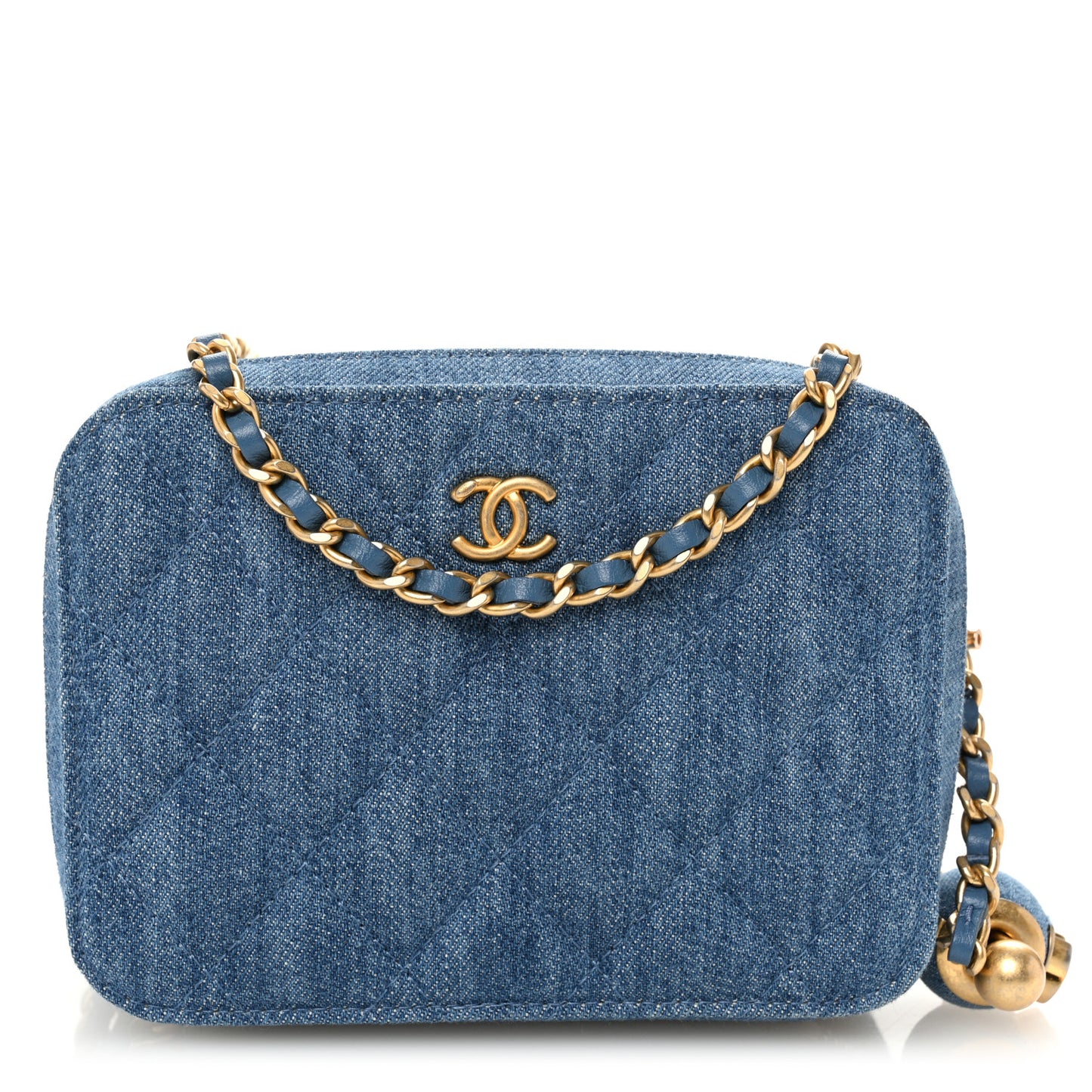 Denim Quilted CC Pearl Crush Camera Case Blue
