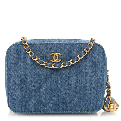 Chanel Denim Quilted CC Pearl Crush Camera Case Blue 1 of 11