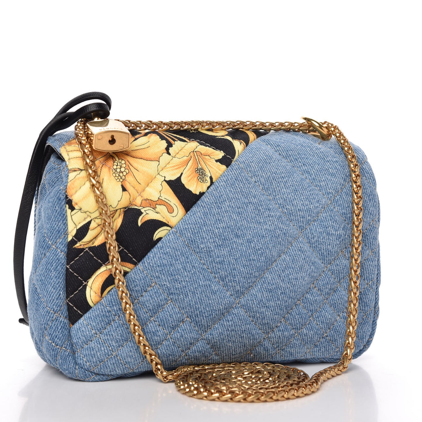 Denim Barocco Printed Icon Small Crossbody Bag Blue