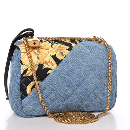 Versace Denim Barocco Printed Icon Small Crossbody Bag Blue 3 of 9