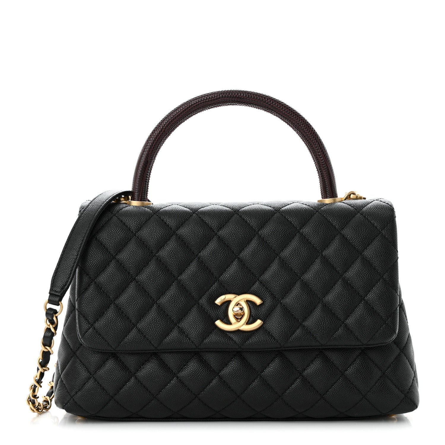 Chanel Caviar Lizard Quilted Small Coco Handle Flap Black 1 of 12