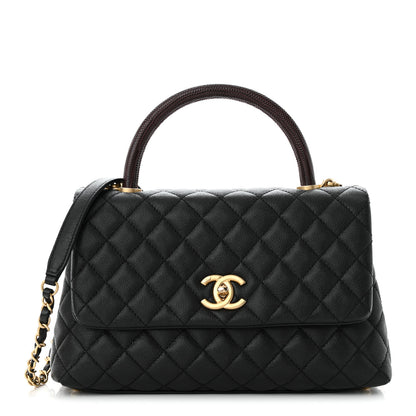 Chanel Caviar Lizard Quilted Small Coco Handle Flap Black 1 of 12