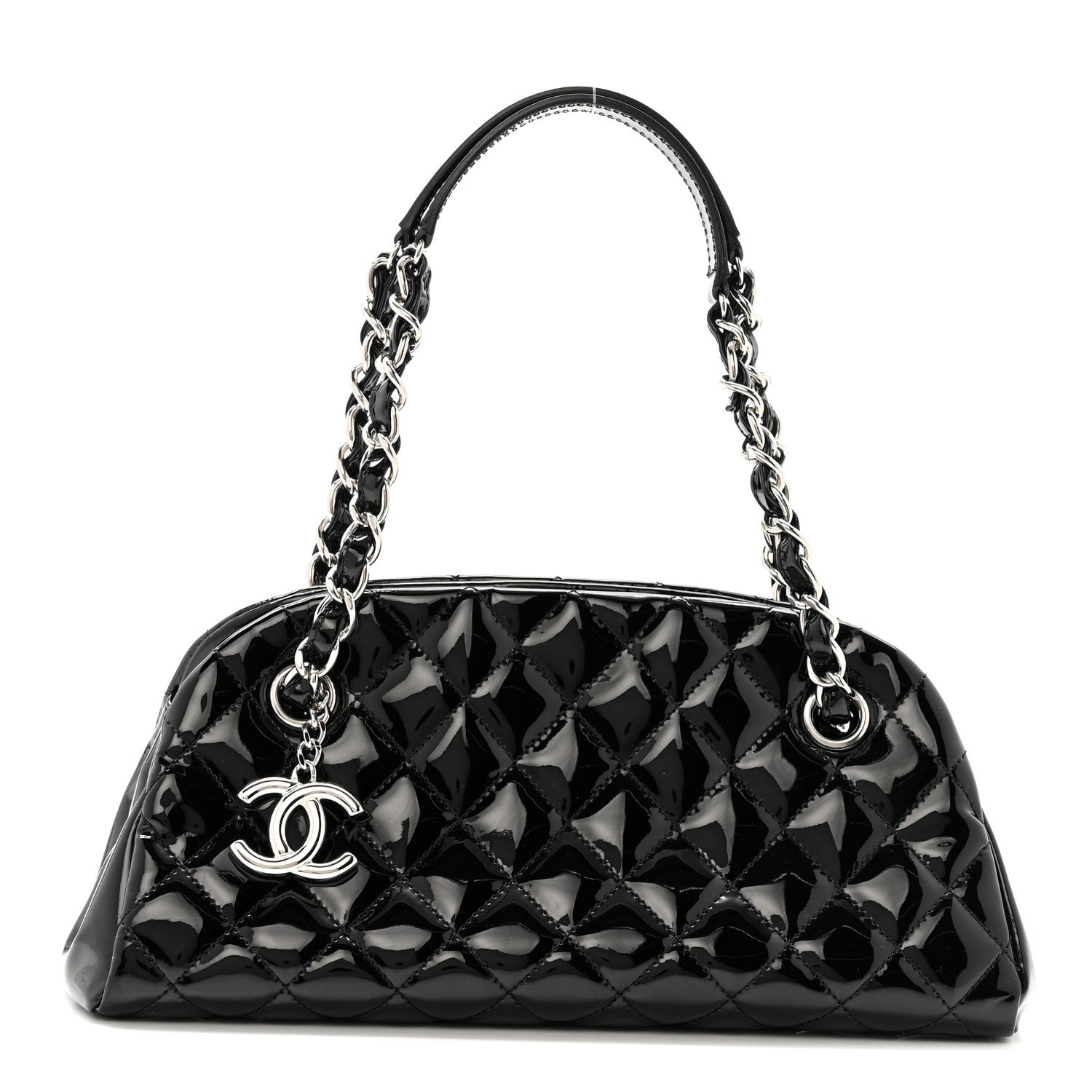 Chanel Patent Quilted Small Just Mademoiselle Bowling Bag Black 1 of 14