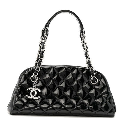 Chanel Patent Quilted Small Just Mademoiselle Bowling Bag Black 1 of 14