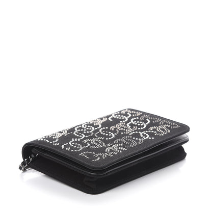 Chanel Canvas Studded CC Wallet On Chain WOC Black 3 of 10