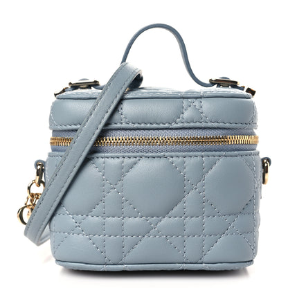Christian Dior Lambskin Cannage Micro Lady Dior Vanity Case Cloud Blue 1 of 8
