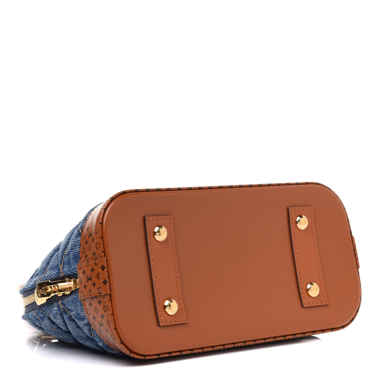Denim Calfskin Reverse Monogram Malletage Alma BB Blue