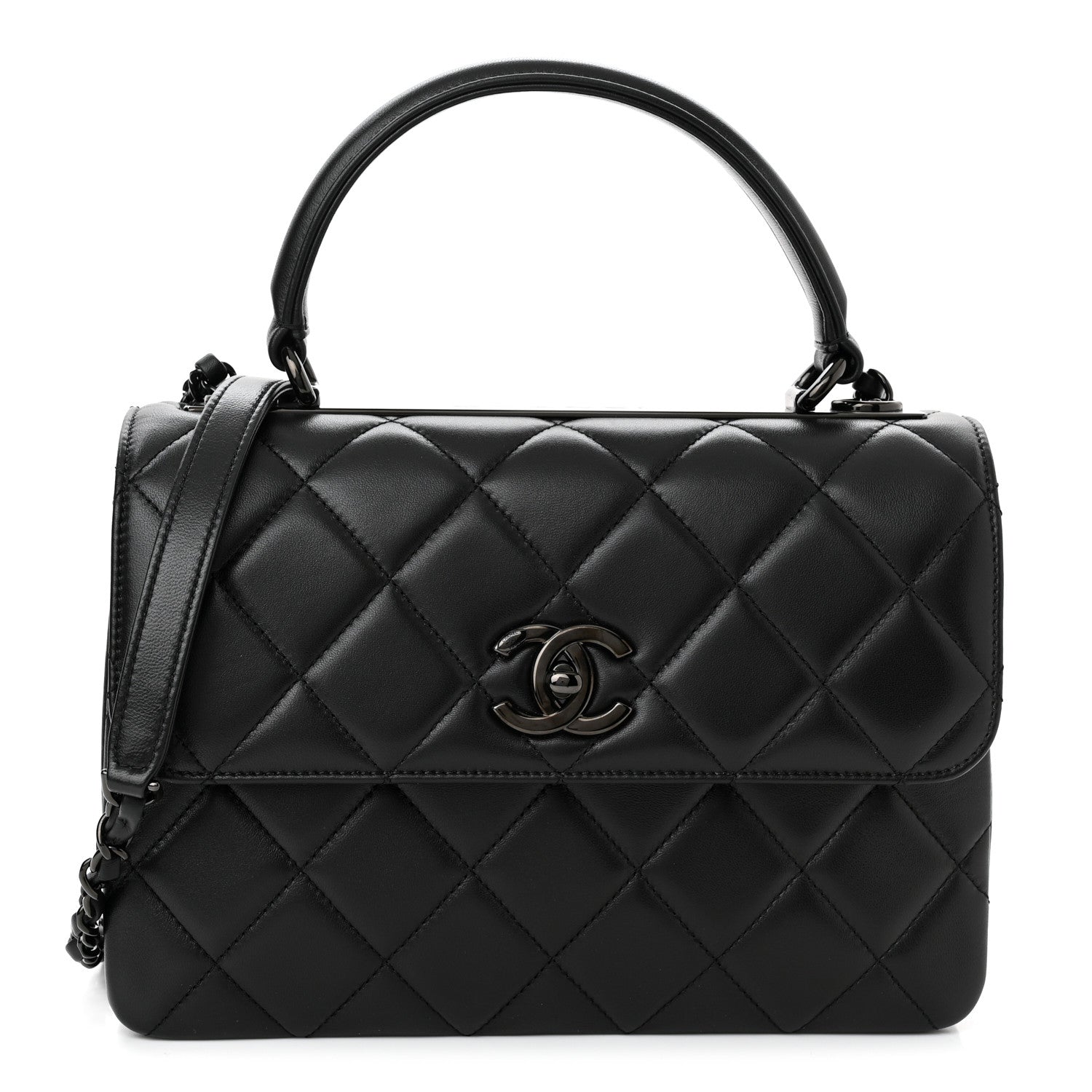 Chanel Lambskin Quilted Small Trendy CC Dual Handle Flap Bag So Black 1 of 9