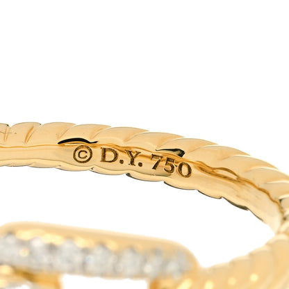 David Yurman 18K Yellow Gold Diamond 7mm Stax Single Row Chain Link Ring 54 7 3 of 3