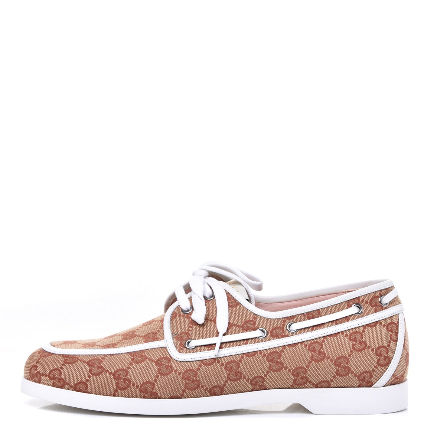 Monogram Mens Boat Shoes 10 Beige Ruggine White
