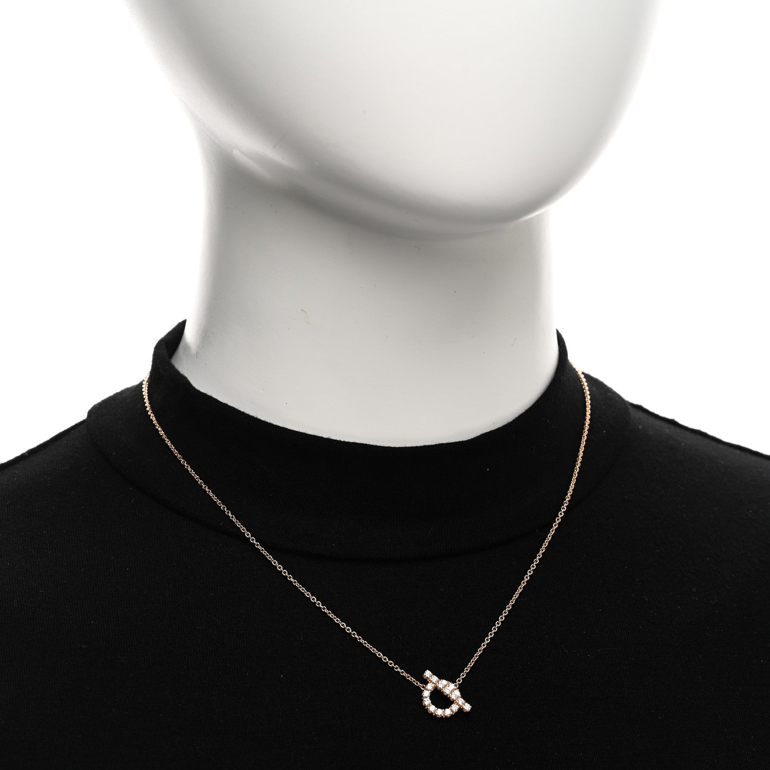 Hermes 18K Rose Gold Diamond Finesse Pendant Necklace 2 of 6