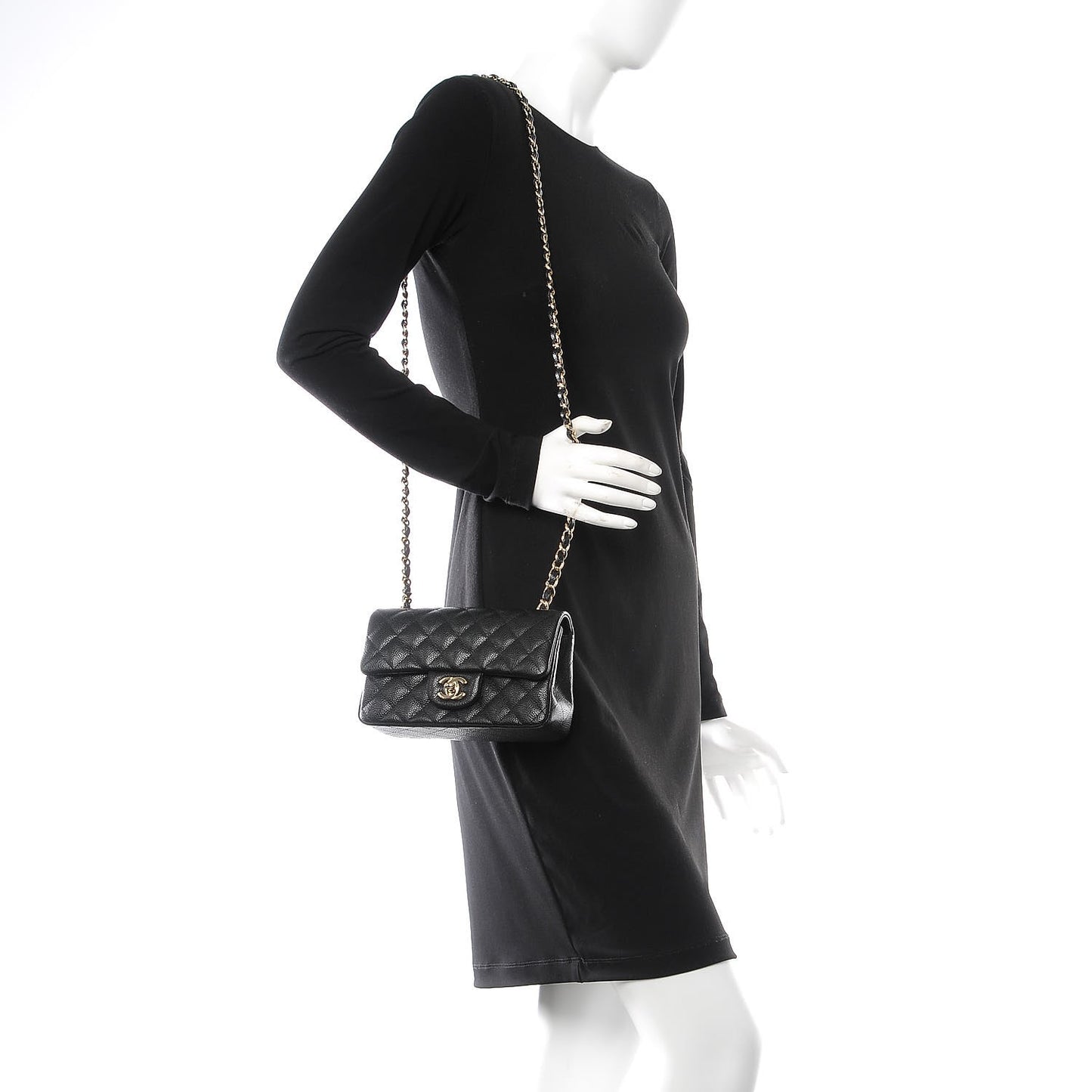 Caviar Quilted Mini Rectangular Flap Black
