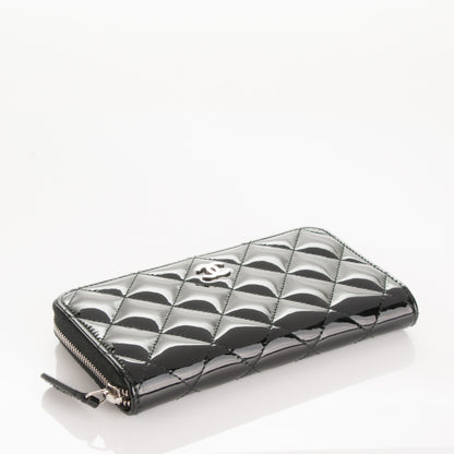 Chanel Patent Quilted Small Zip Around Wallet Black 4 of 8
