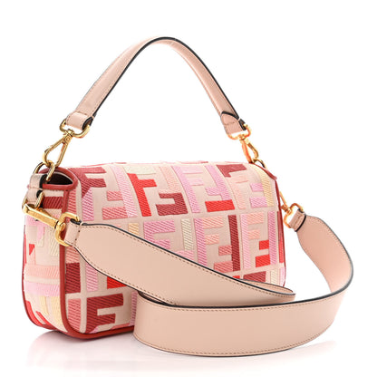 Fendi Canvas Vitello King FF Embroidered Baguette Rosa Quarzo Bloody Mary Multicolor 3 of 11