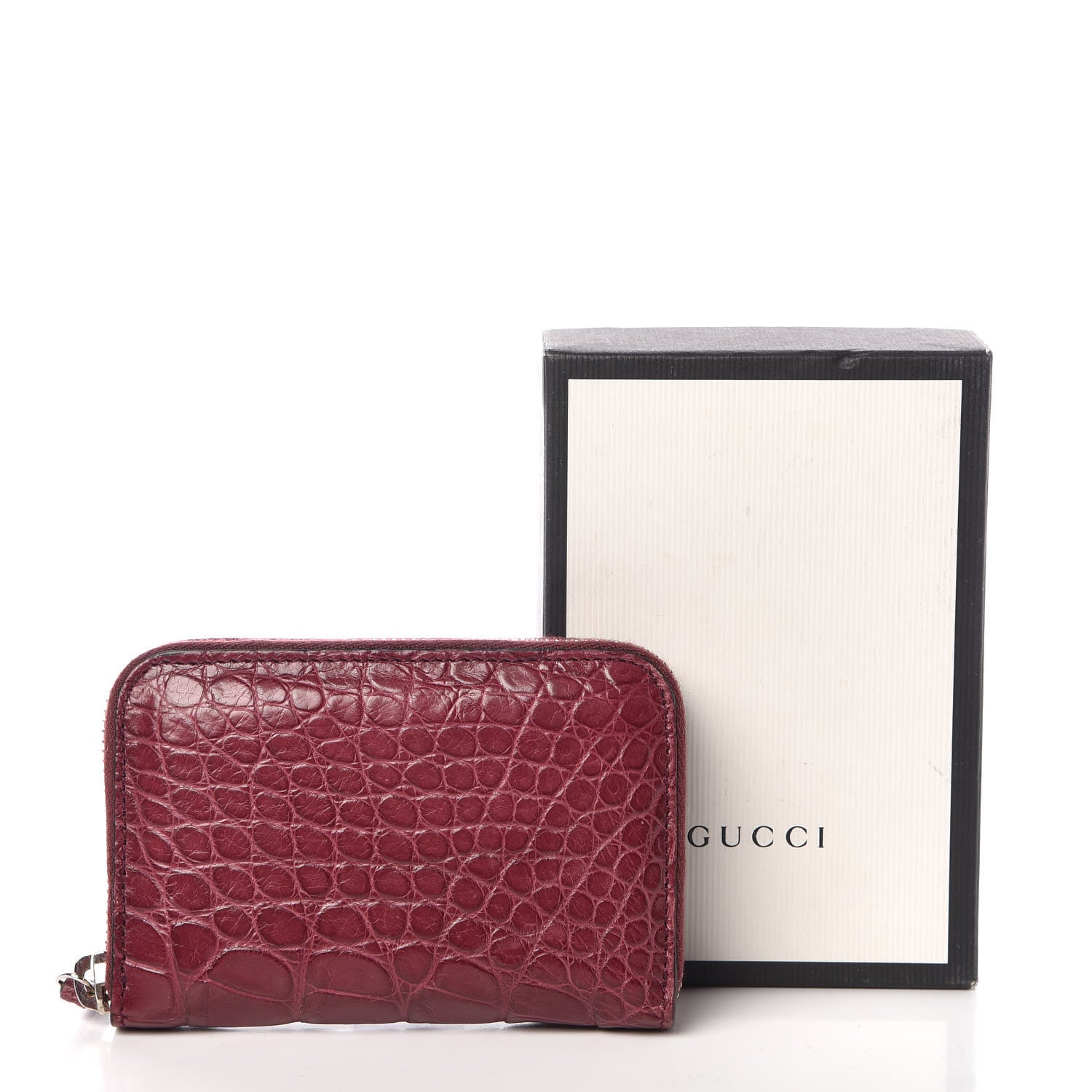 Gucci Crocodile Zip Around Card Case Cherry Gloss 8 of 8