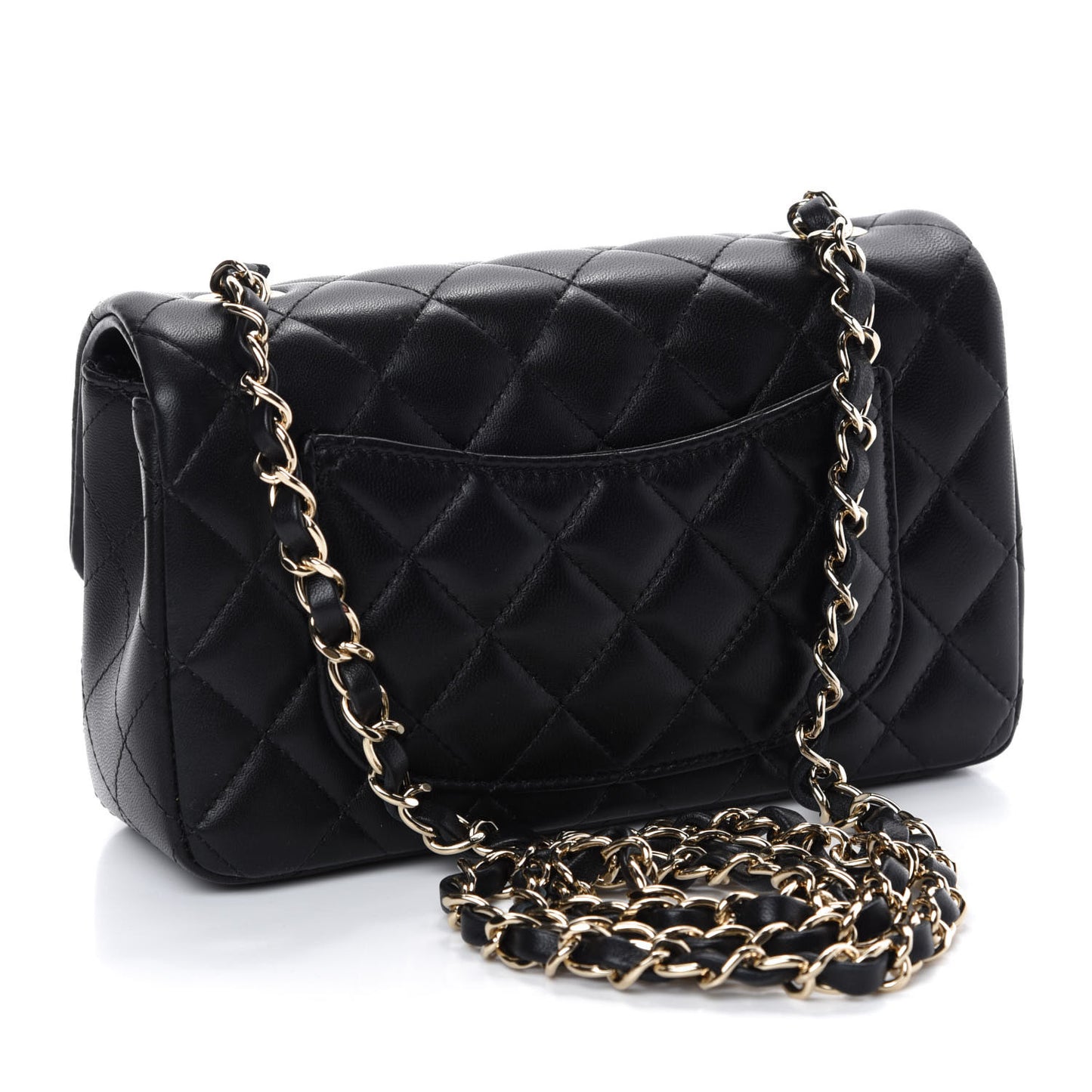 Lambskin Quilted Mini Rectangular Flap Black